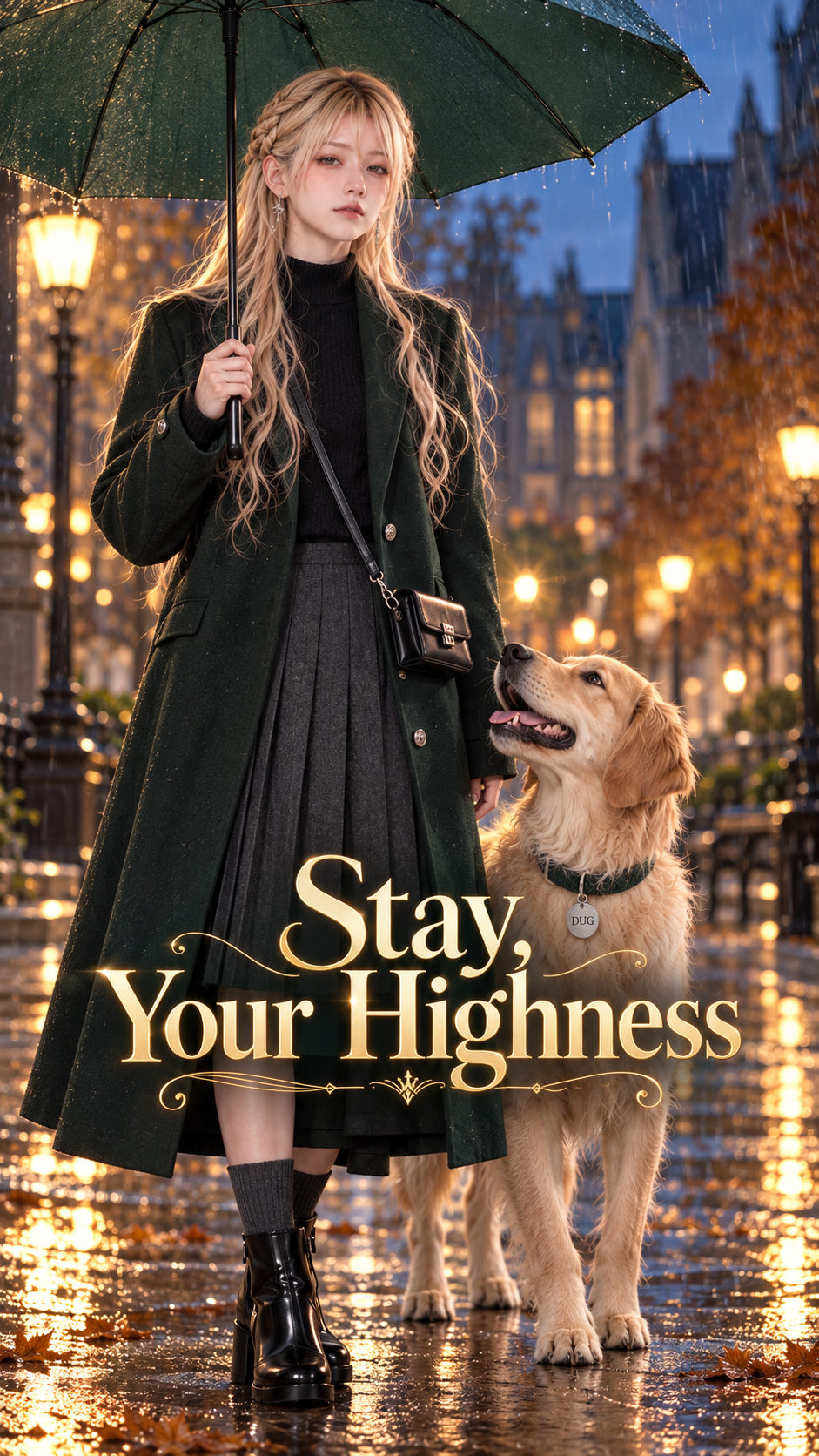 Alternate Stay, Your Highness poster of Dravelle and Dug under an umbrella